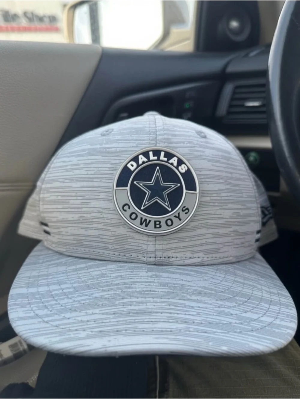 NFL Light Gray Patterned Snapback Hat with Navy Detail - Picture 2 of 3